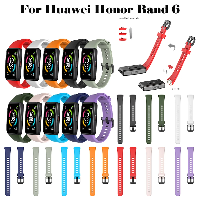 

Replacement Sport Silicone Watch Band Wrist Strap Adjustable Watchbands for Huawei band 6 honor band 6 Watch