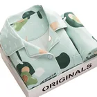 Женская Хлопковая пижама с длинным рукавом, Милая женская одежда для сна, комплект из двух предметов, кардиган 2021, женская пижама