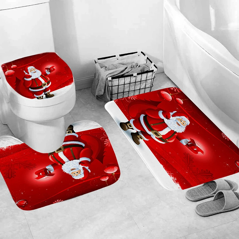 Рождественские украшения красный занавеска для душа с Санта Клаусом или