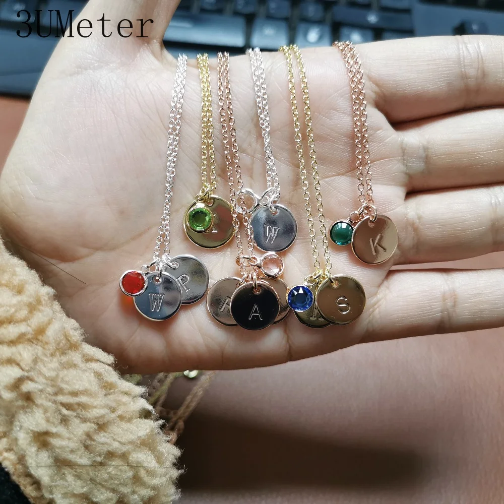 3UMeter 2020 Новый логотипа названия Цепочки и ожерелья на день рождения камень письмо