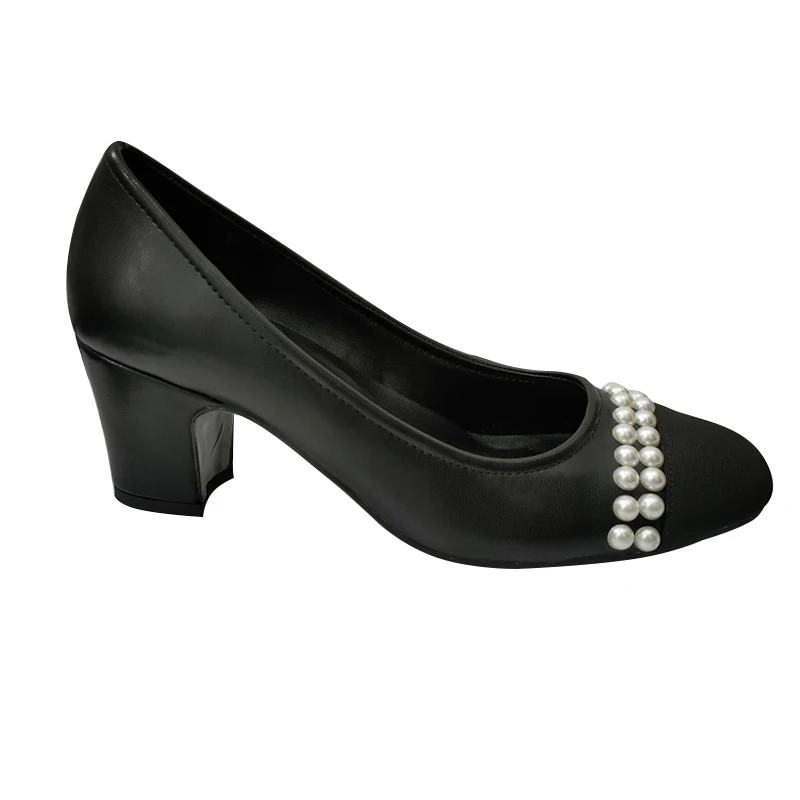 

Fashion joker shoes women's 2021 spring leather shallow thick heels and flat sandals fashion high heels high quality