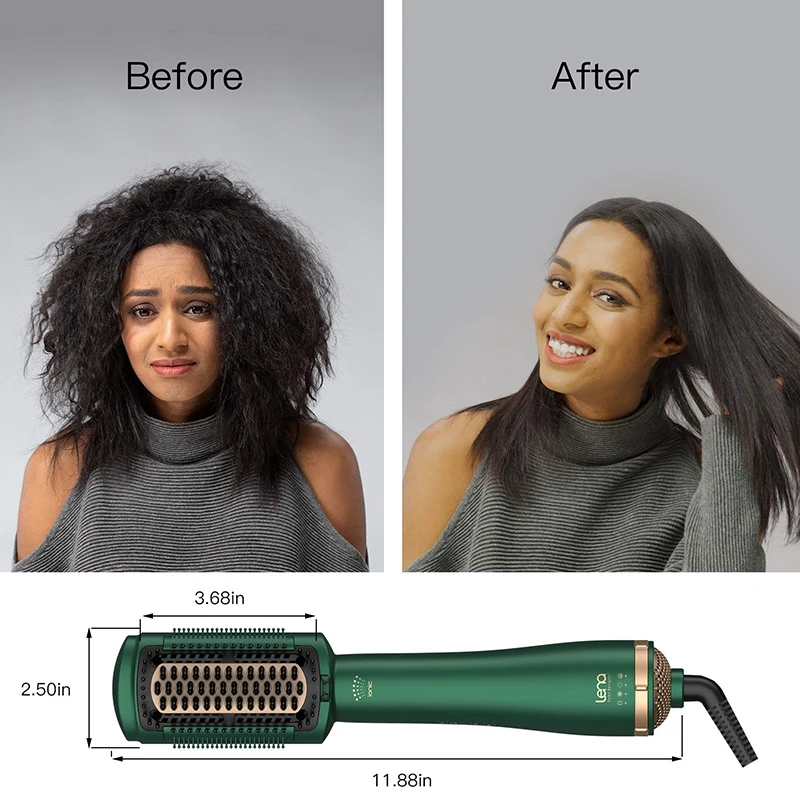 Lena F2 Negative Ion Heating Comb 2 in 1 Hair Dryer Brush Hot Comb Curling Hair Straightening Brush Salon Barber Styling Tool