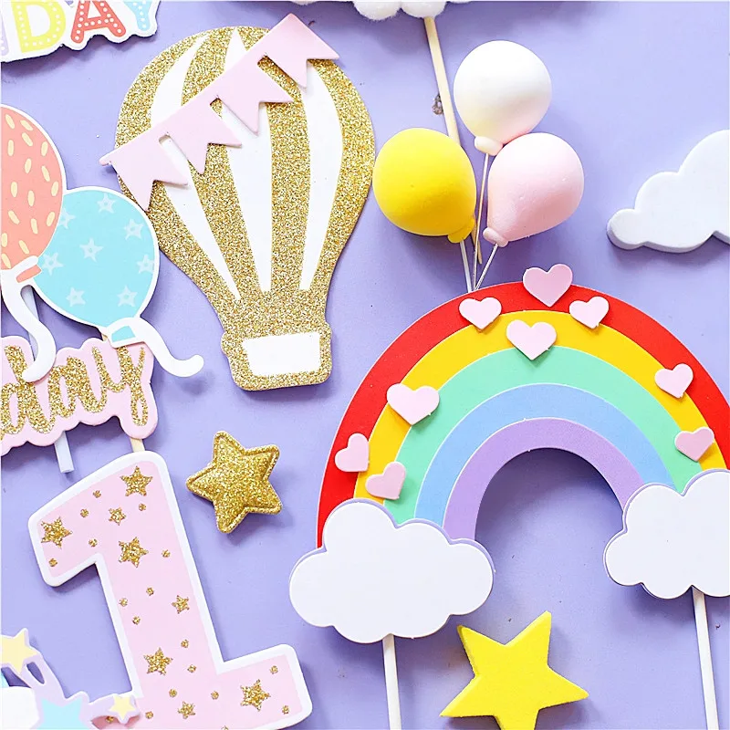 Двухслойный Радужный торт с надписями на день рождения украшения для девочек