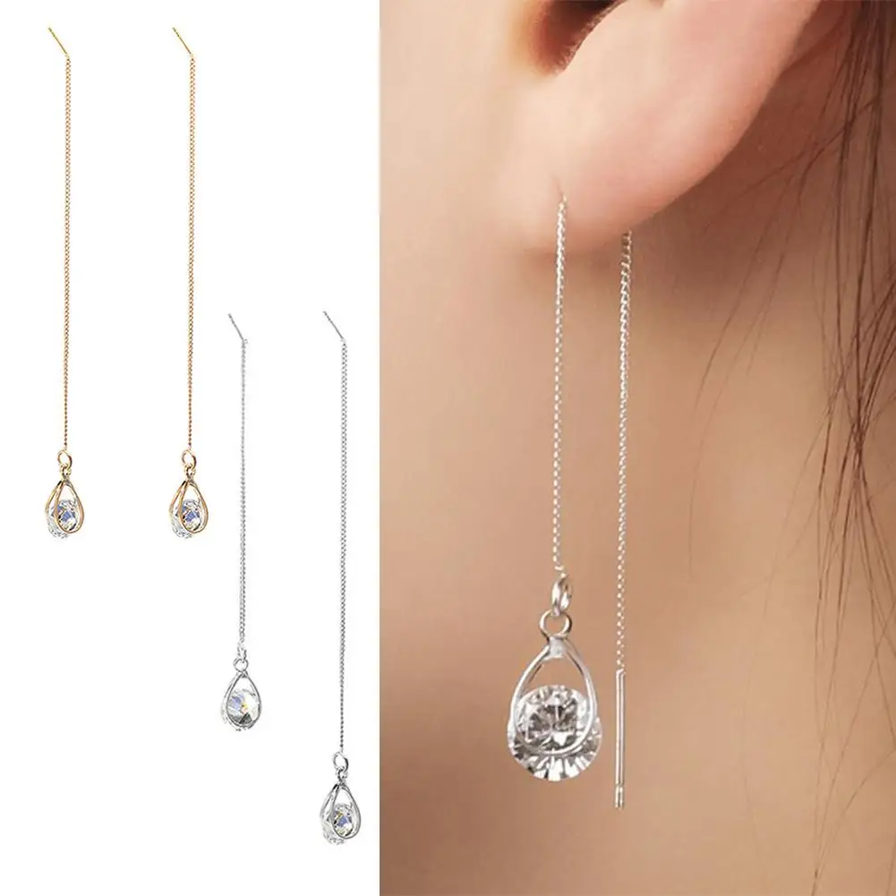 Модные Винтажные женские серьги Стразы инкрустированные каплевидной формы