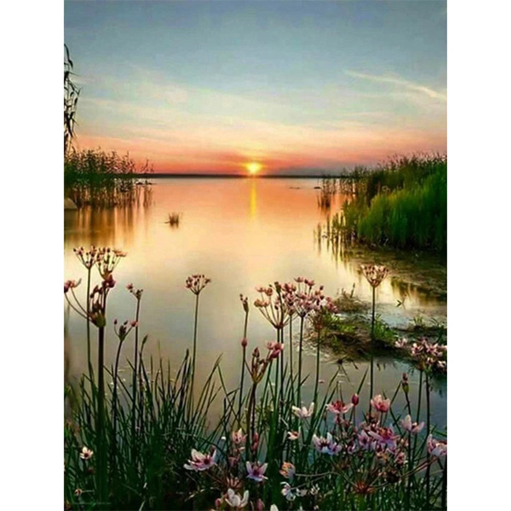 

Закат морской пейзаж Печатный холст 11CT Вышивка крестом шаблоны DIY Вышивка DMC нити рукоделие магия