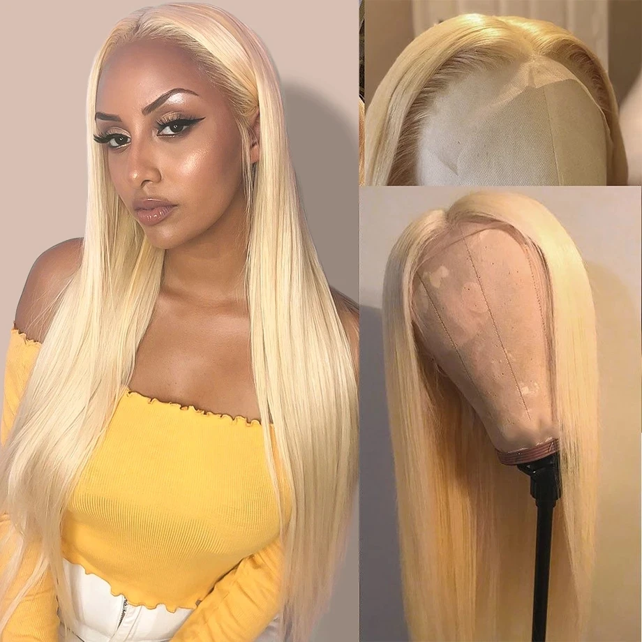

613 Lace Front Wigs 30inch Brazilian Remy Glueless Straight Blonde 13x4 Lace Frontal Wigs Human Hair PrePlucked With Baby Hair