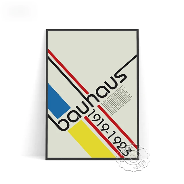 Графический дизайн Bauhaus, художественные принты, геометрические настенные плакаты с минималистичными буквами Linellae, красно-желтые синие формы, домашний Настенный декор