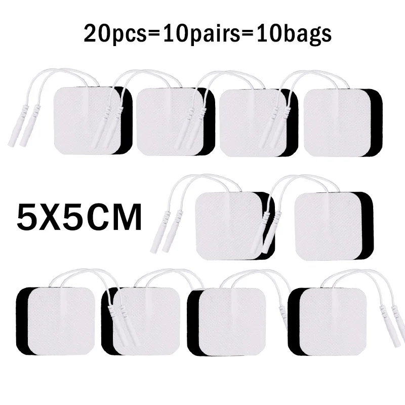 20Pcs 10 шт многоразовые электроды колодки для Tens EMS блок с 2 мм разъем для похудения Массаж Цифровая терапия машина Массажер 5x5 см - Цвет: 20Pcs