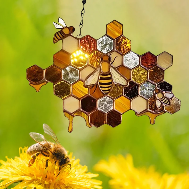 

Honeycomb Ornaments Bee Ornaments Home Decoration Garden Decoration Pendants Suncatcher Ornament Art Decoration