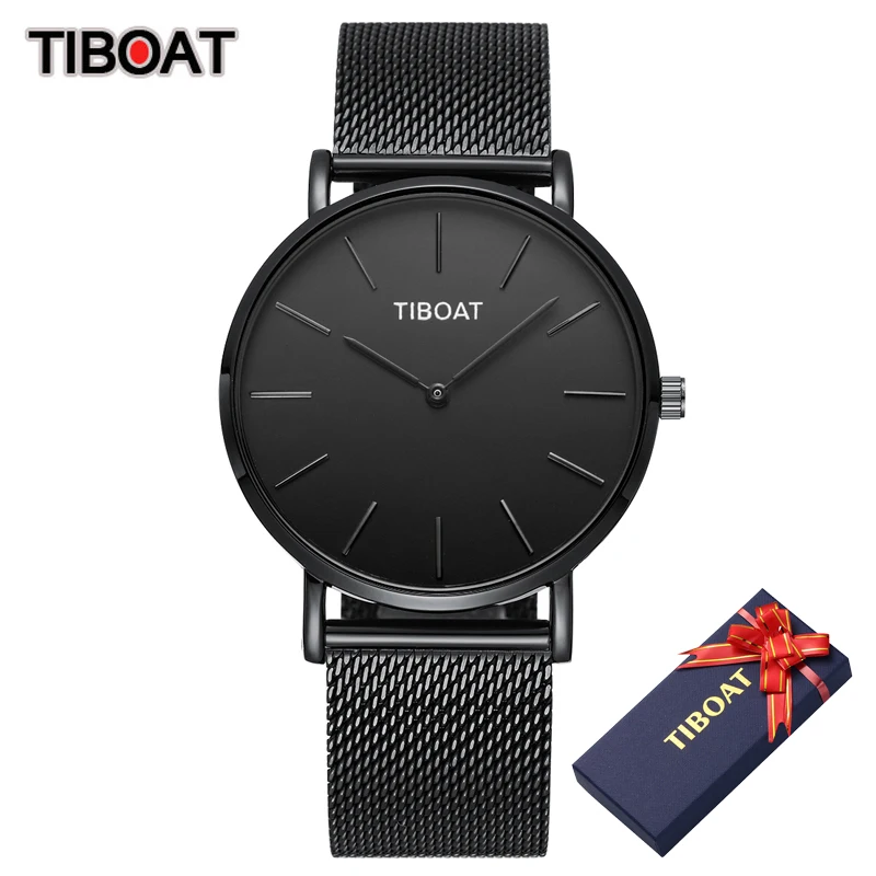 

TIBOAT Watch Men Fashion Casual Gift Business Watches Men's Waterproof Quartz Wristwatch Black Steel Clock Relogio Masculino