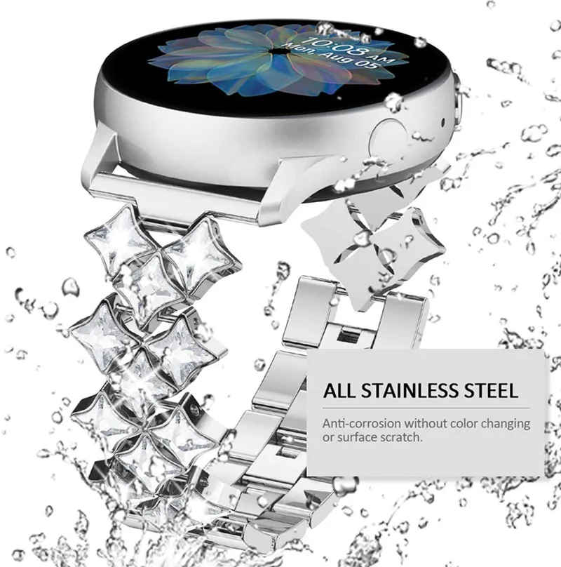 

Bling Stainless Steel Strap For Huawei Watch Gt 2 Amazfit Gtr 2 Band For Samsung Galaxy Watch 3 Active 2 Gear S3 Bracelet