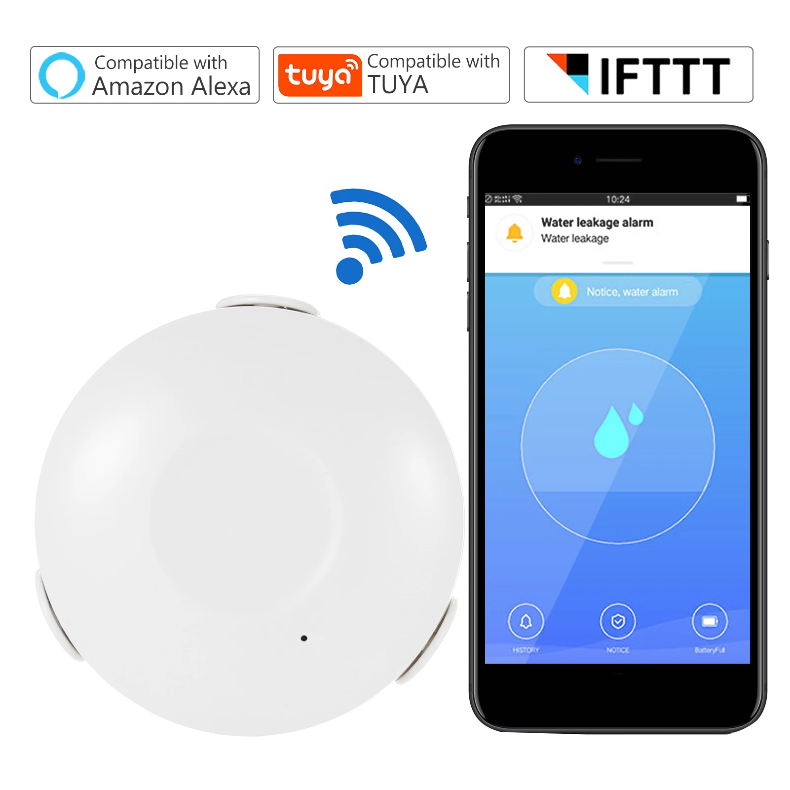 

Smart WIFI Water Sensor Household Water Leakage Sensor Water Leakage Alarm Sensor Water Detector Water Leakage Detector