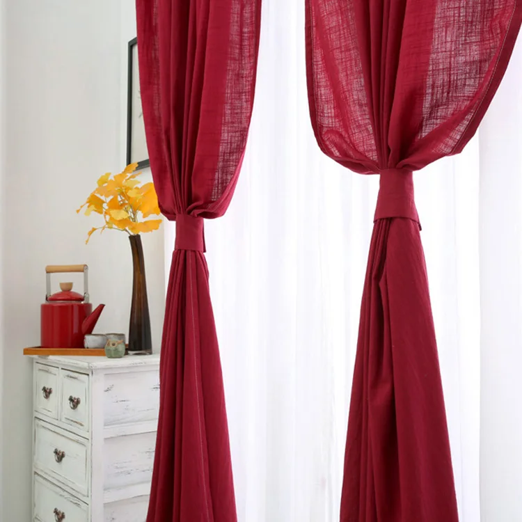 

Linen Curtain Blackout Blinds Burgundy Curtains For Living Room Bedroom Window Treatments Rideau cortinas para la sala Gordijnen