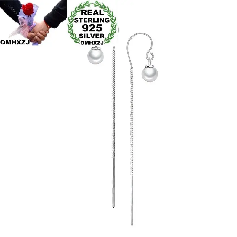 

OMHXZJ, оптовая продажа, Европейская мода, женская модель, свадебный подарок, жемчужные серьги-подвески из стерлингового серебра 925 пробы, 18KT, EA353