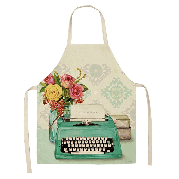 1 Pcs Retro Flower Pattern Kitchen Apron for Woman Sleeveless Cotton Linen Aprons Home Cooking Baking Bibs Cleaning Tools | Дом и сад