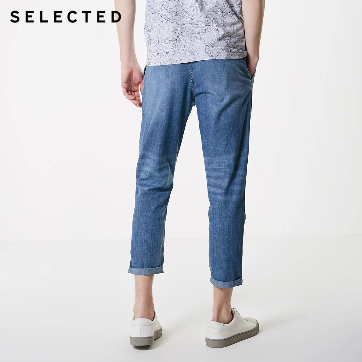 SELECTED Men's Summer Loose Fit Denim Pants Cotton and Linen Blended Crop Jeans C|419232513 | Мужская одежда