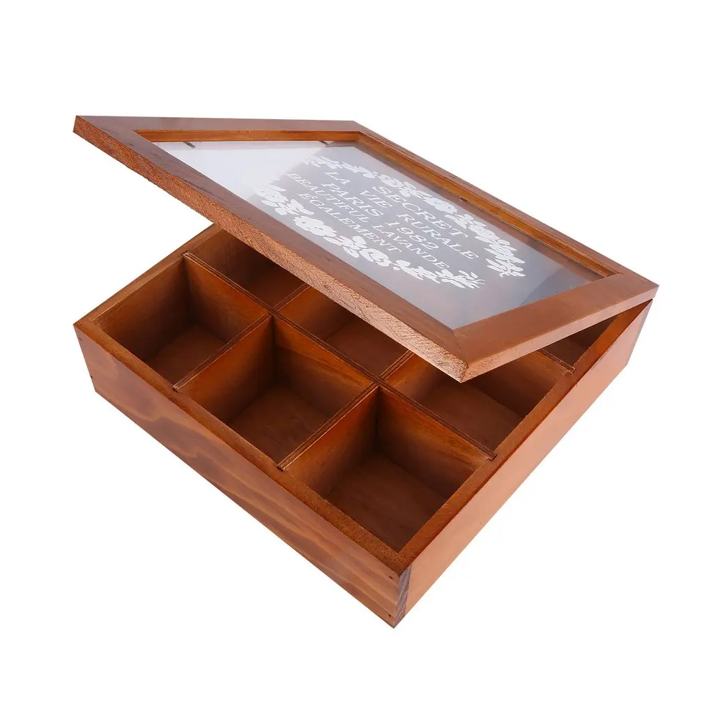 

Vintage Design Wooden Tea Storage Box 9 Grid Storage Box Plant Box Groceries Storage Desktop Storage Box