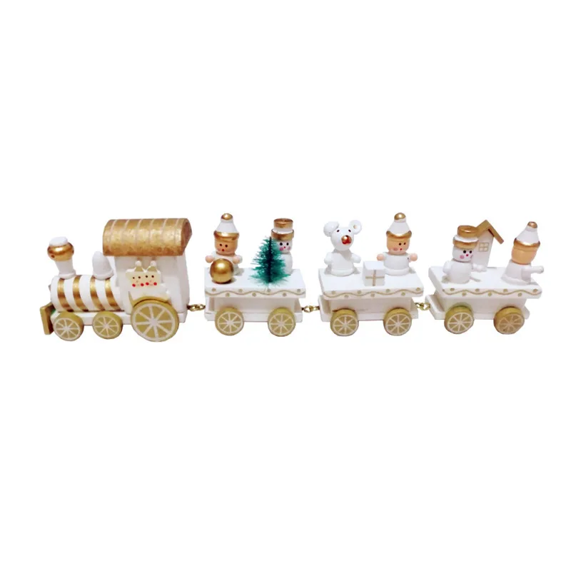 

Environmental Protection Christmas Train Painted Wood Christmas Decoration For Home Xmas Kid Toys Gift Ornament New Year Gift