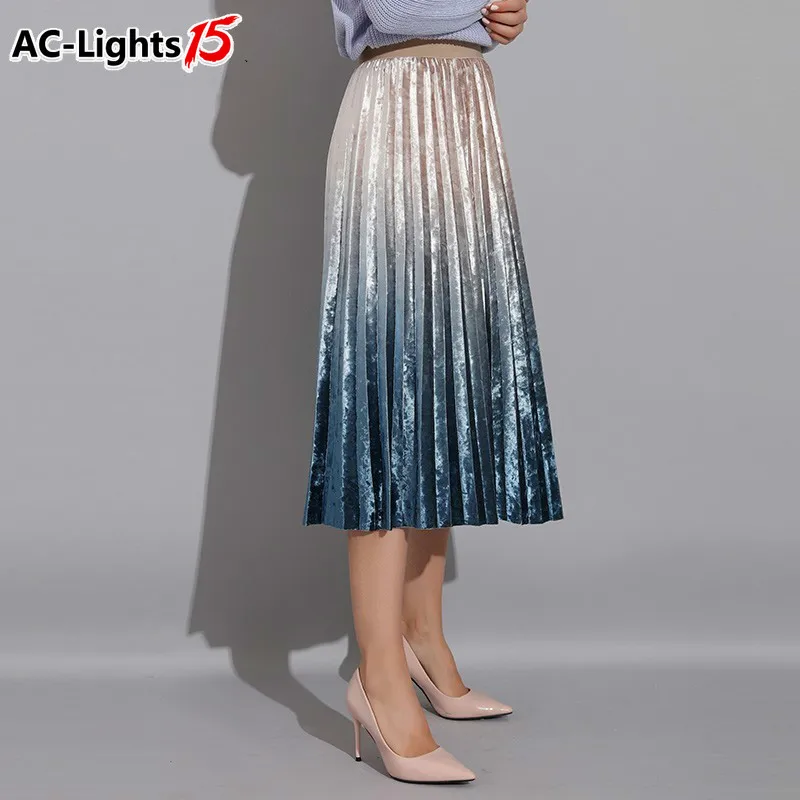 Юбка Женская Длинная с высокой талией плиссированная юбка А-силуэта в стиле