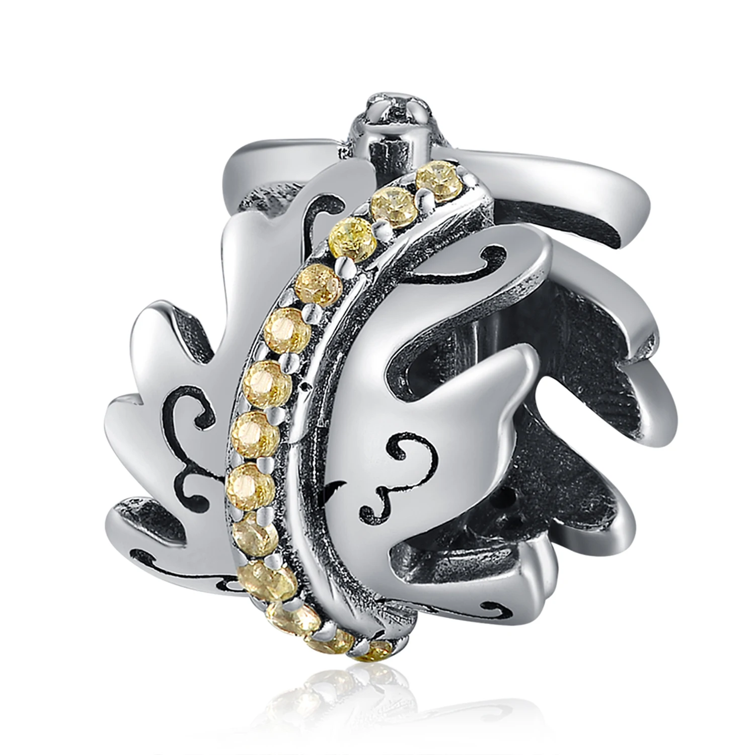 JewelryPalace современный книги по искусству деко желтый фианит лист Шарм бисера Fit