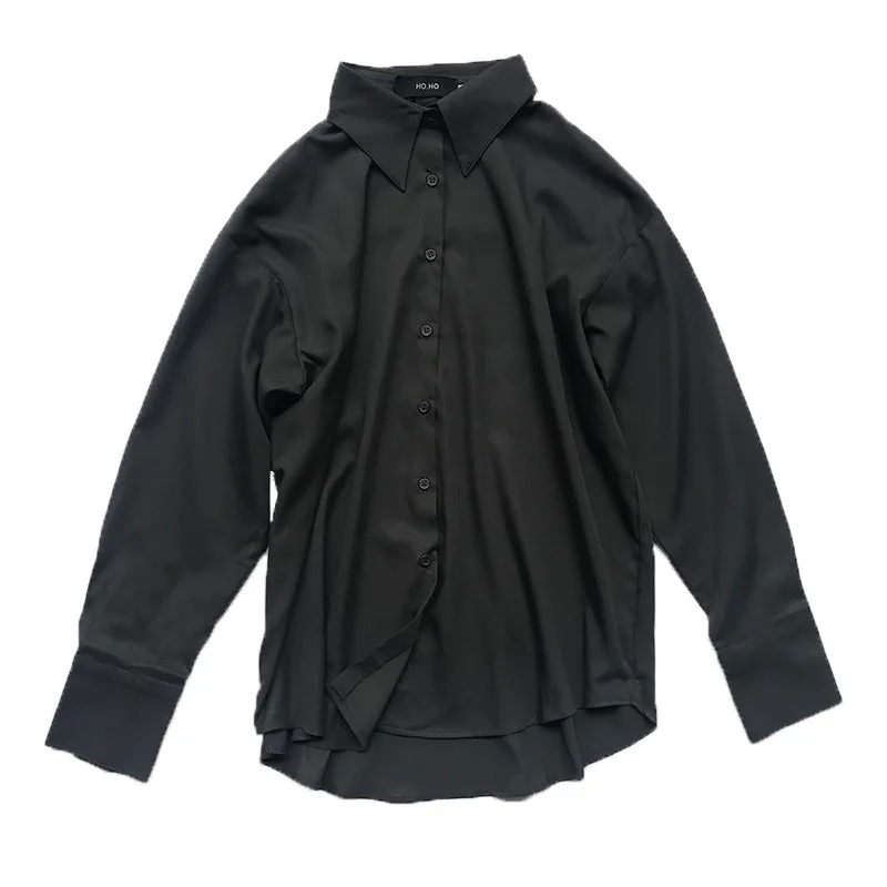 

New Women Casual Basic Spring Autumn Blouse Loose Top Shirt Long sleeve Buttons Plus Size S~2XL