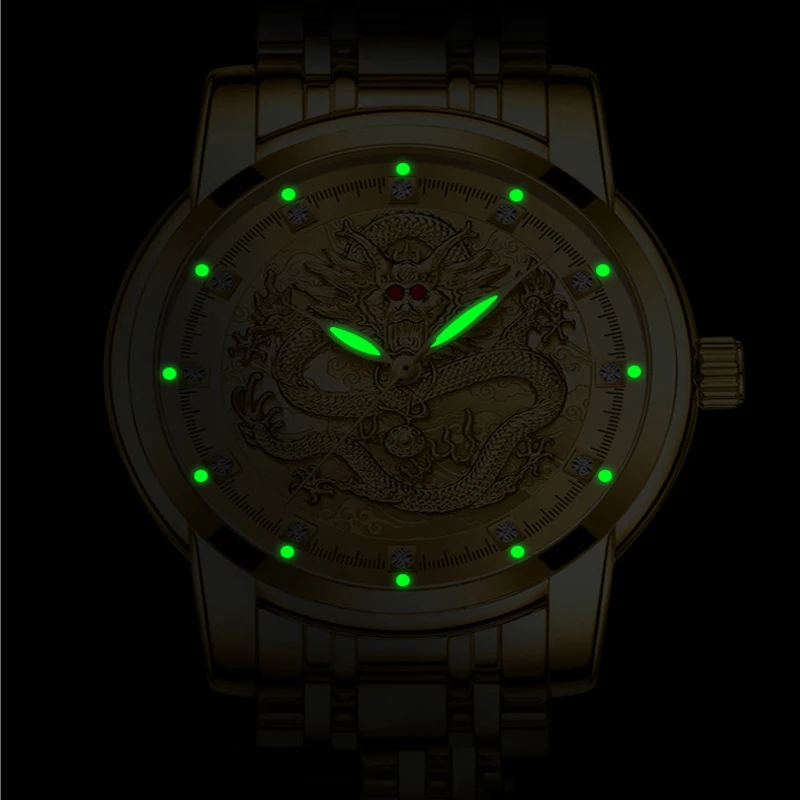 Stereoscopic 3D printing Men luxury business Military Quartz watch golden stainless steel band men watches male clock Relogio