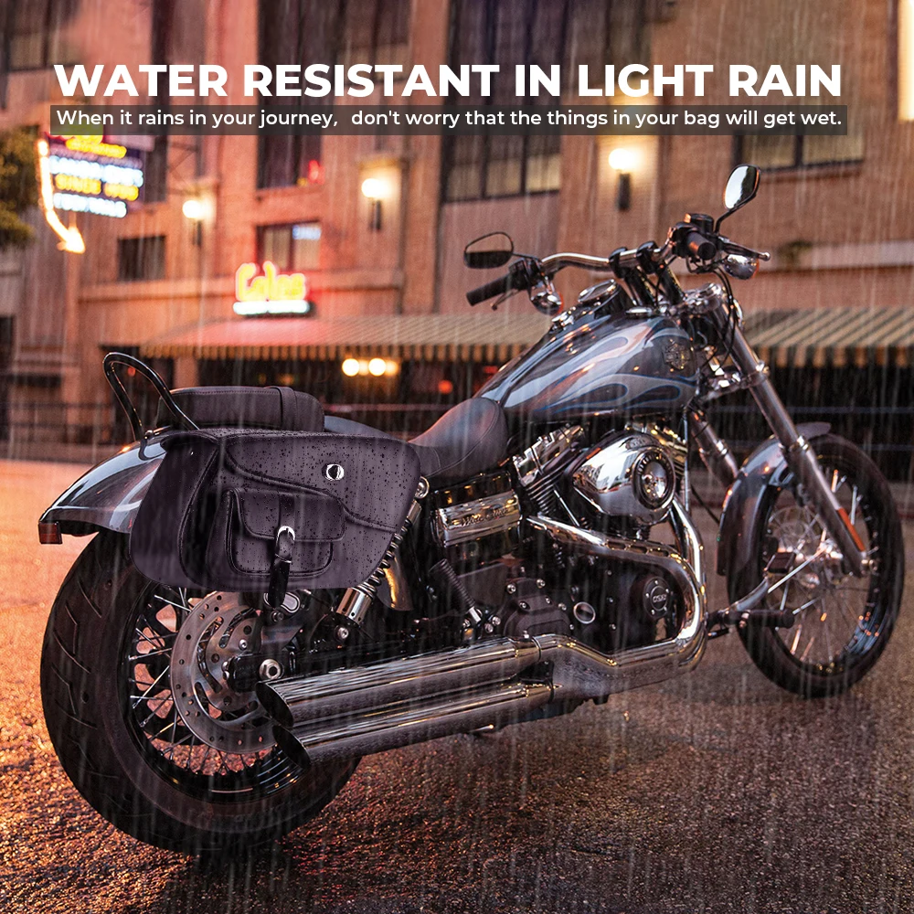 Черный кожаный круизер мотоциклетная багажная седельная сумка водонепроницаемый для Touring Dyna Sportster XL883 1200 для Honda для Yamaha