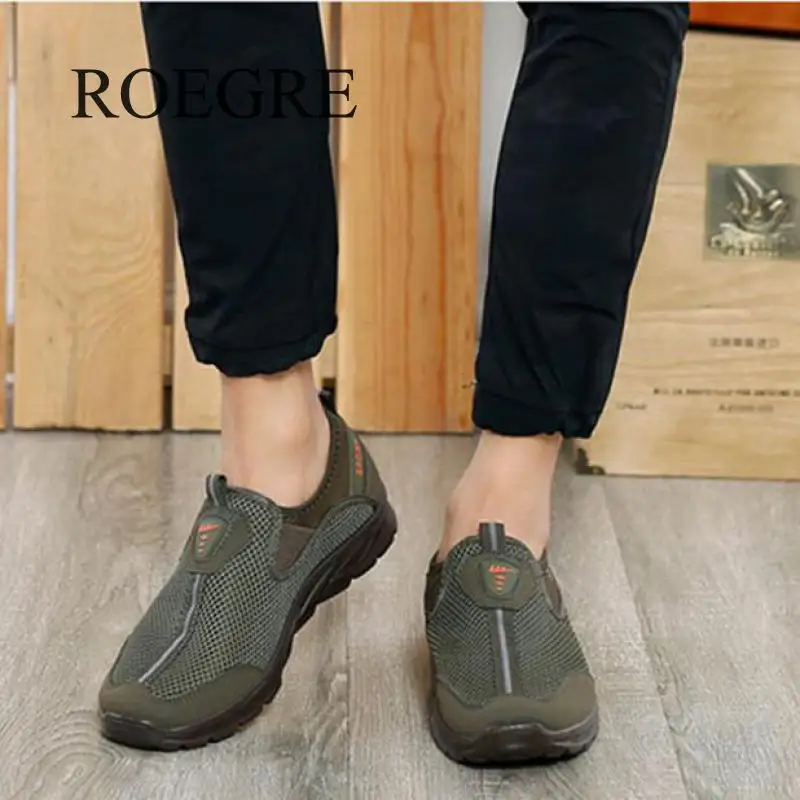 Сетчатые удобные мужские повседневные туфли дышащие лоферы с мягкой подошвой