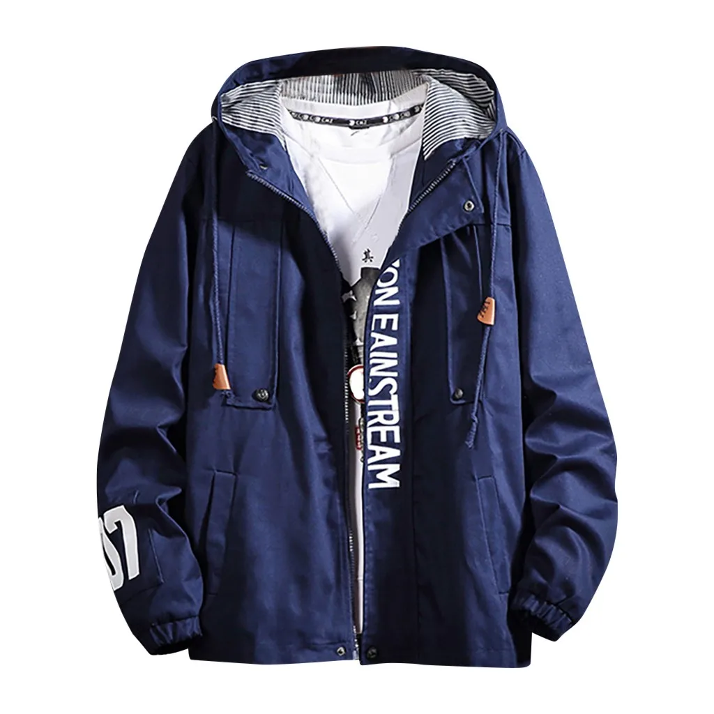 Мужская повседневная куртка с буквенным принтом толстовка на молнии топы пальто