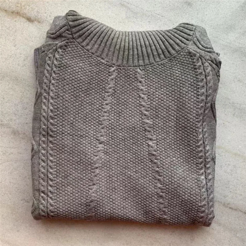 Зимний шерстяной кашемировый вязаный теплый костюм свитер с высоким воротником