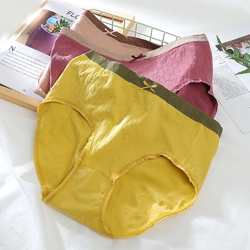 

2 Pieces Elastic Panties for Women Soft Seamless Bow Ladies Underwear Plus Size Breathable Underpants Female