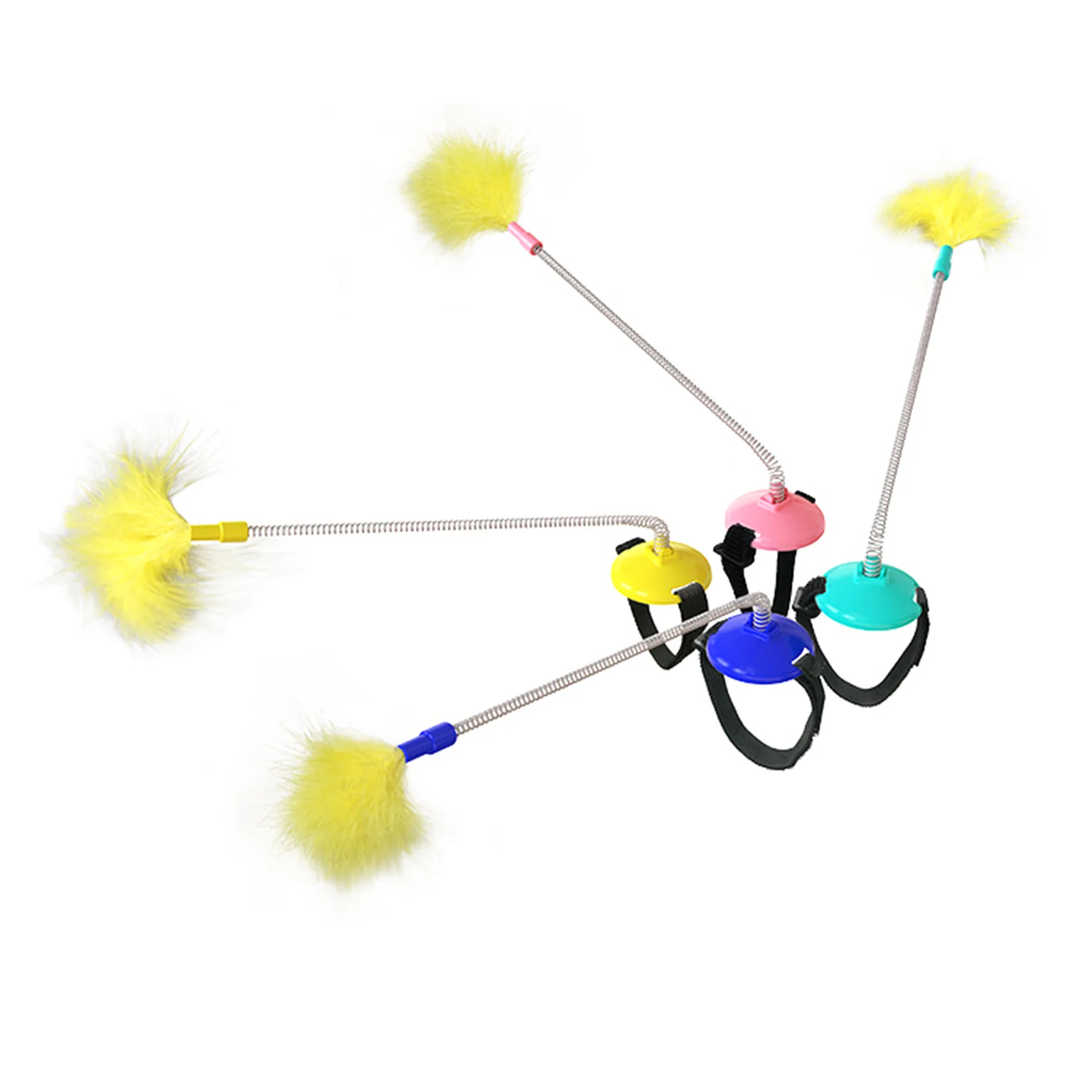 

Self-amused Cat Toy Funny Head-mounted Feather Bounce Stick