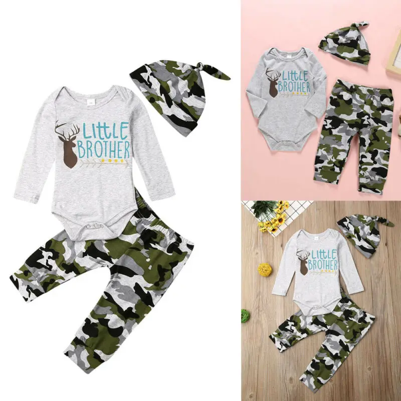 Новый милый Камуфляжный принт для новорожденных мальчиков Детская осенняя