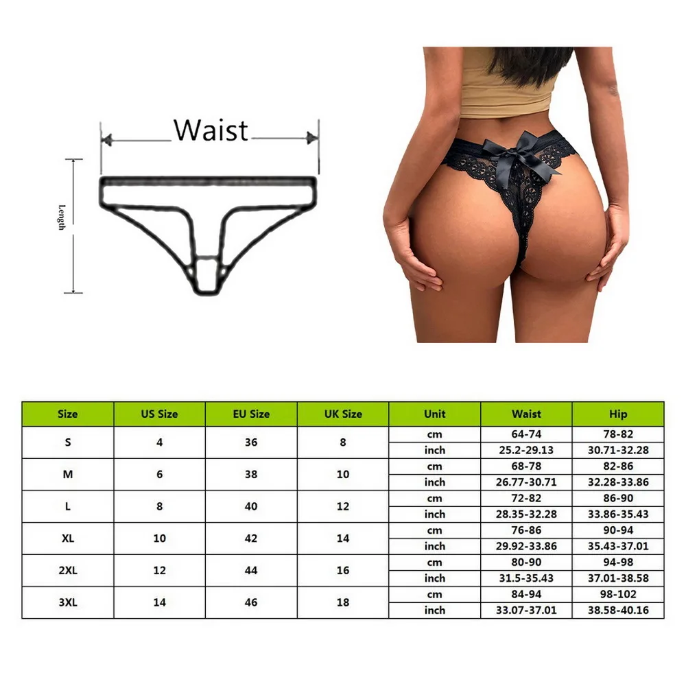 

Women Lady Kawaii JK Lolita Sexy Hollow Bow Tie Panties Xmas Gift Fully Lace Crotch Transparent G String Thong Larage Plus Size