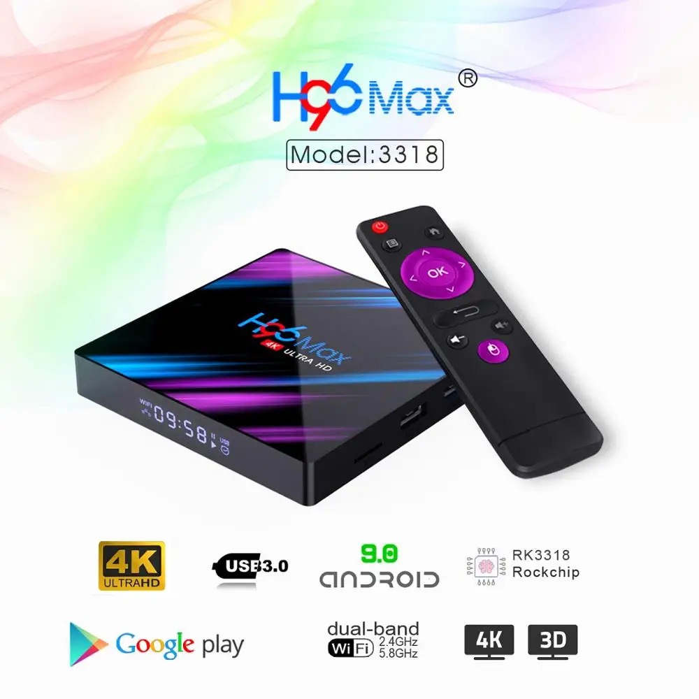 ТВ-приставка на Android 9 0 4K Ultra HD медиаплеер TV Box Youtube Google Assistant Φ Wif Bluetooth 4 16 ГБ 32 |