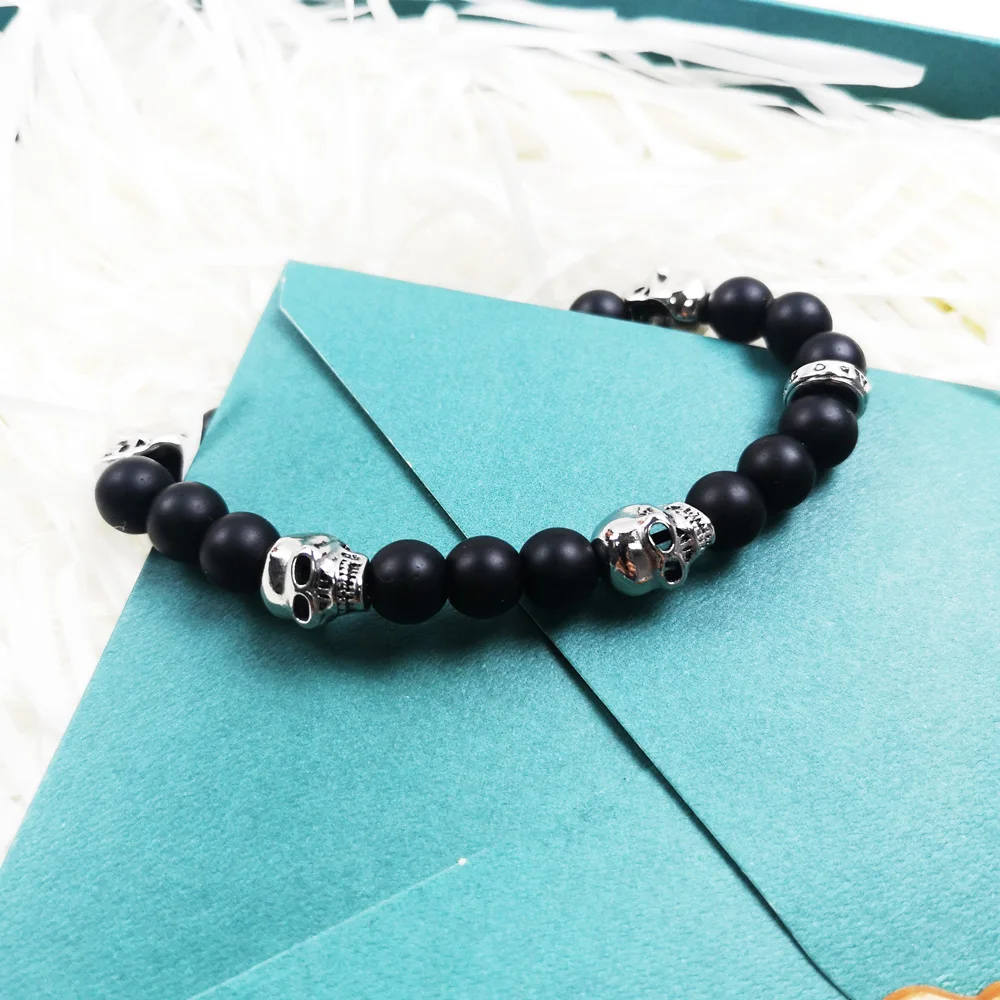 Стрейчевый браслет с миниатюрными черепами модные ювелирные изделия унисекс из