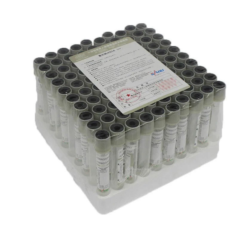 

100pcs 5ml Sodium fluoride blood collection vessel Vacuum negative pressure blood collection grey cap test tube