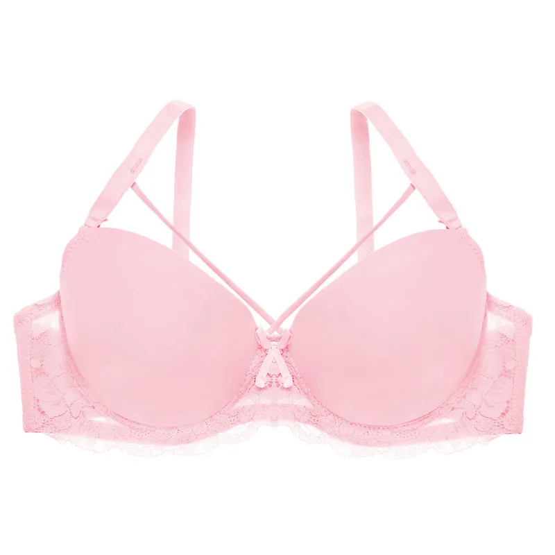 Pink Бюстгальтеры с чашечками B и C для женщин, сексуальный бюстгальтер, ультратонкое нижнее белье, чашечки 3/4, бюстгальтер, женское нижнее белье на косточках, гладкий, комфортный бюстгальтер, 6 цветов - Цвет: Pink