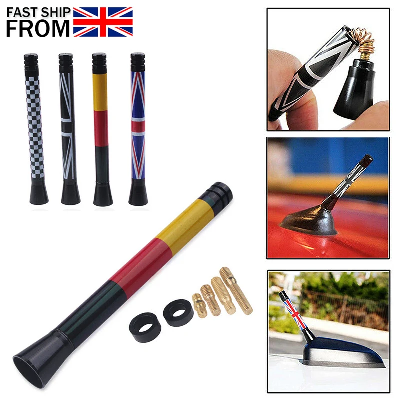 Rhyming Mini Cooper Car Antenna Mast Stubby Aerial Union Jack UK Germany Flag For S JCW R55 R56 R57 R60 F55 F56  Accessories images - 6