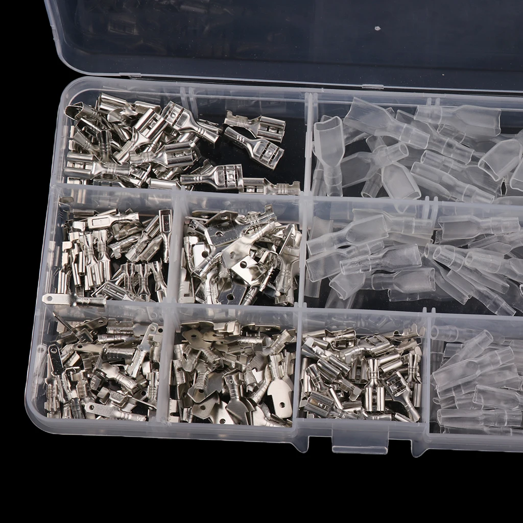 

270 Pieces Female & Male Terminals Wire Crimp Connectors Spade 2.8mm 4.8mm 6.3mm