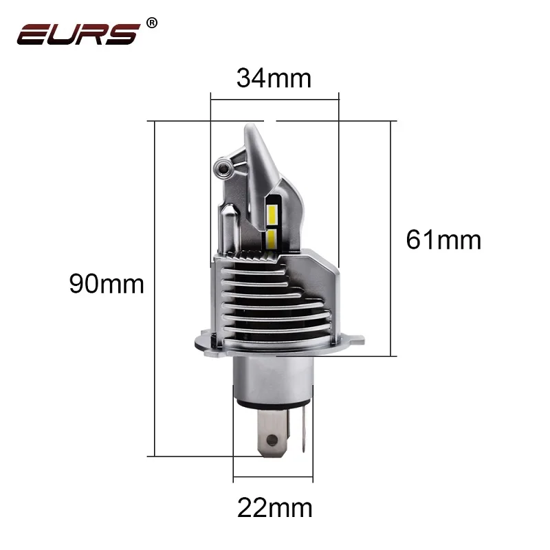 EURS 2 шт. истребитель H4 светодиодный лампы 12V 24V 6500K 5800LM Высокий Низкий Луч света