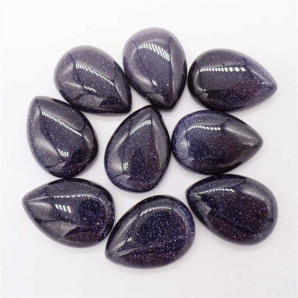 

10 шт., кабошон с голубым песком, 25 х18х6 мм