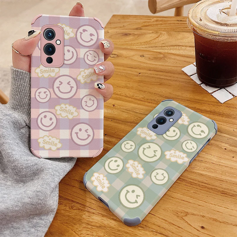 

Smiley Phone Case For Oneplus 9 9pro 8t 8 8pro Pro Leather Four Corners Stick Leather Cover