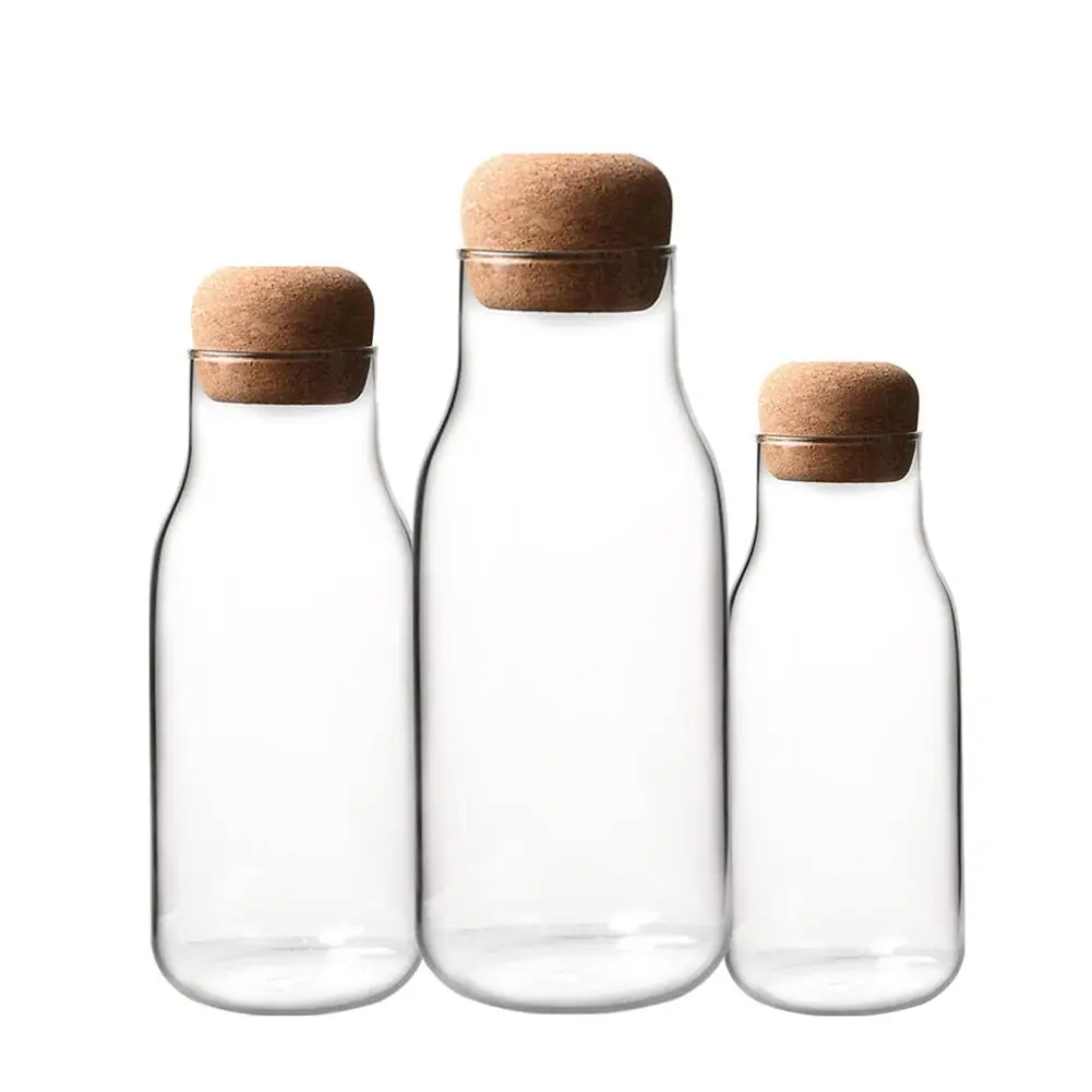 

Cork Glass Bottle Mason Jar Heat Resistant Milk Juice Bottle Transparent Storage Can Sealed Tea Coffee Storage Tank Glass Jar