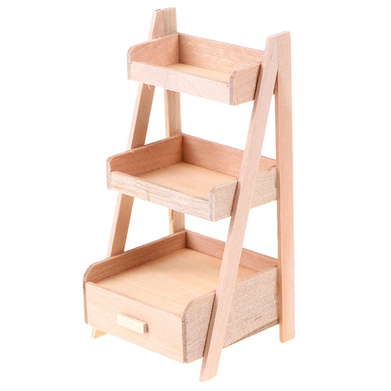 

1Pc 1:12 Dollhouse Wood Shelf Flower Stand Mini Doll House Furniture Model Simulation Furniture Accessories