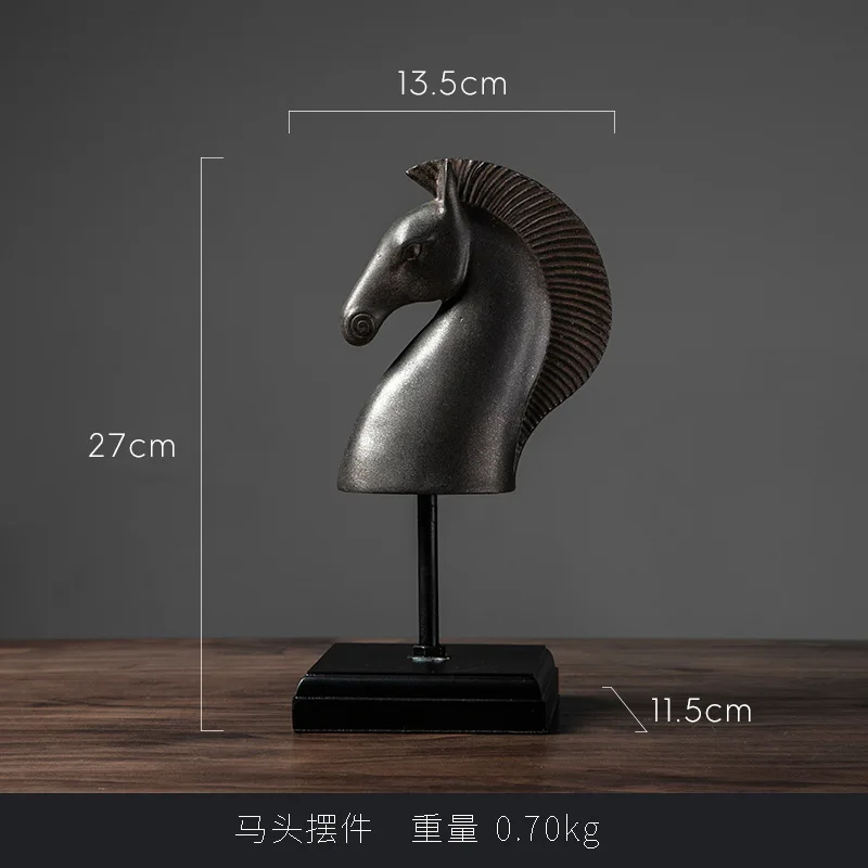 

Neylend Simple Modern Black Horse Head Creative Living Room TV Cabinet Resin Craft Ornament Animal Decorations Home Decorations