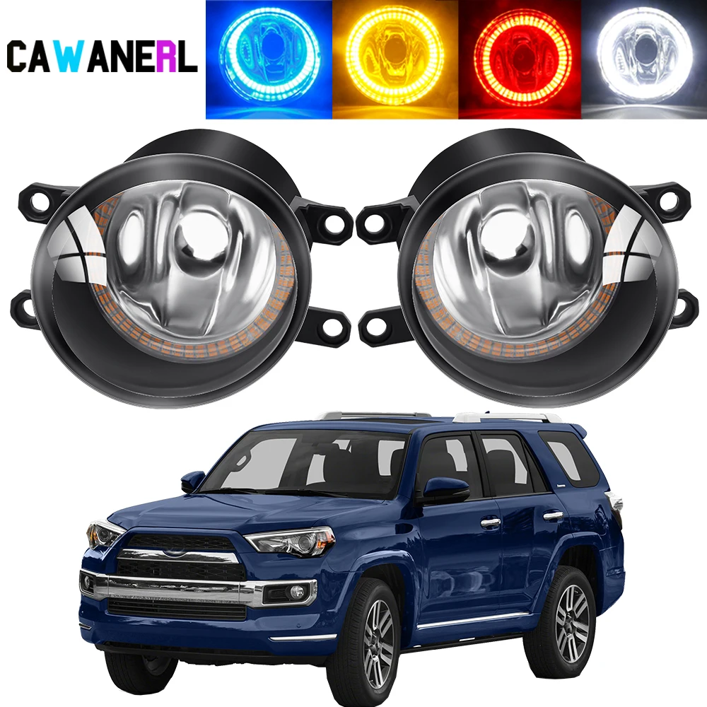 2 X Car Fog Light Assembly Lampshade + H11 Bulb For Toyota 4Runner 4 Runner 2011-2021 Angel Eye DRL Fog Daytime Running Lamp 12V