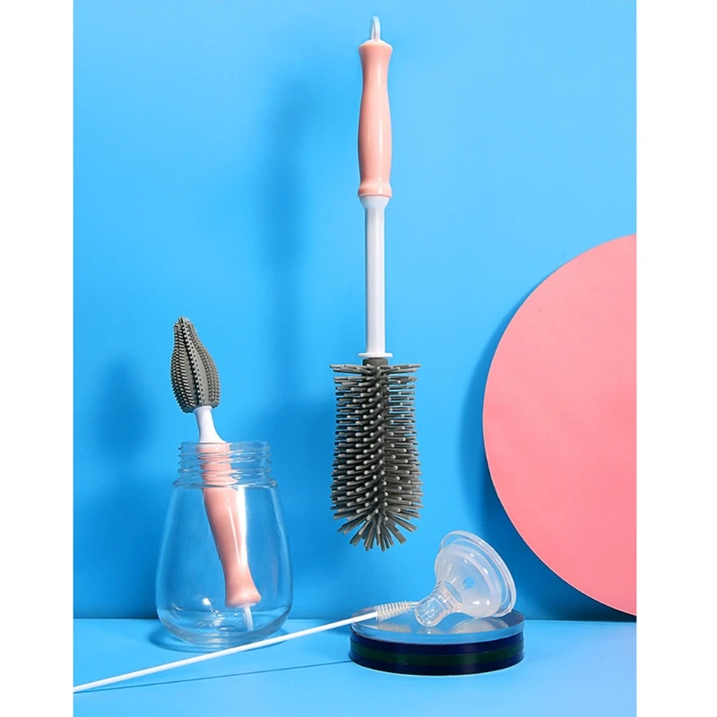 

3pcs Newborn Baby Bottle Cleaner Brushes Silicone 360 Degree Rotation Long Handle Nipple Cup Clean Cleaning Brush DXAD