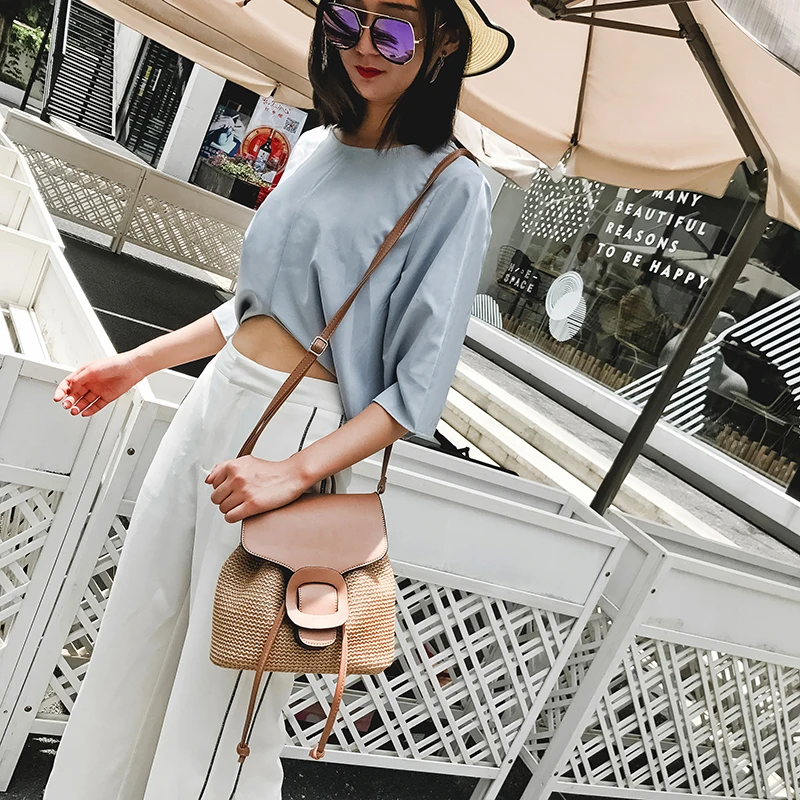 Женский соломенный рюкзак YBYT маленький школьный или дорожный для девочек