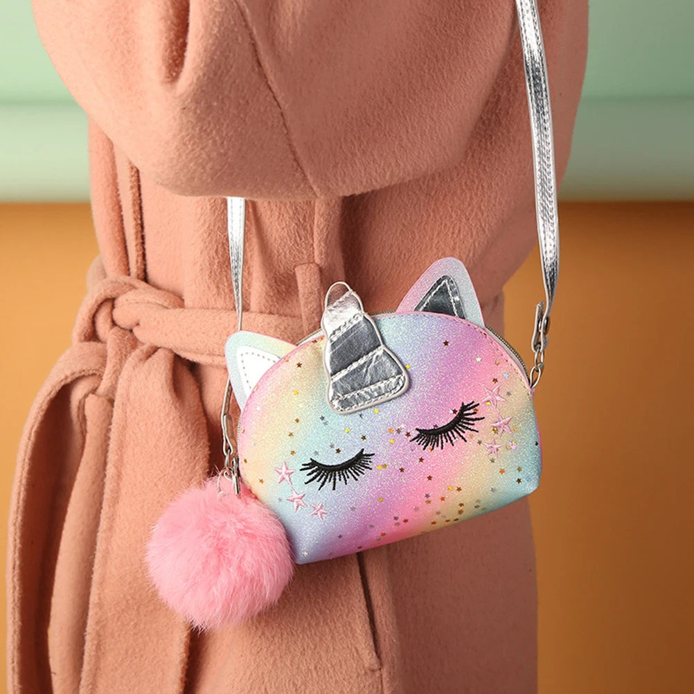 

Мультяшная сумка через плечо с единорогом для детей, милые кошельки и сумки на молнии для девочек